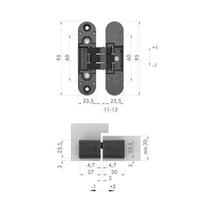 Петля скрытой установки U3D4000 BL (9540UN3D) черный