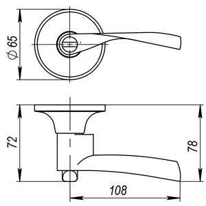 Ручка защелка DK610 PB-ET (6010 PB-E) (кл./фик.) золото