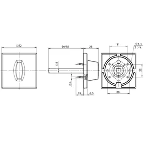 Ручка поворотная BKW8x75.K.RL52 (BKW8x75 RL) ABG-6 зелёная бронза