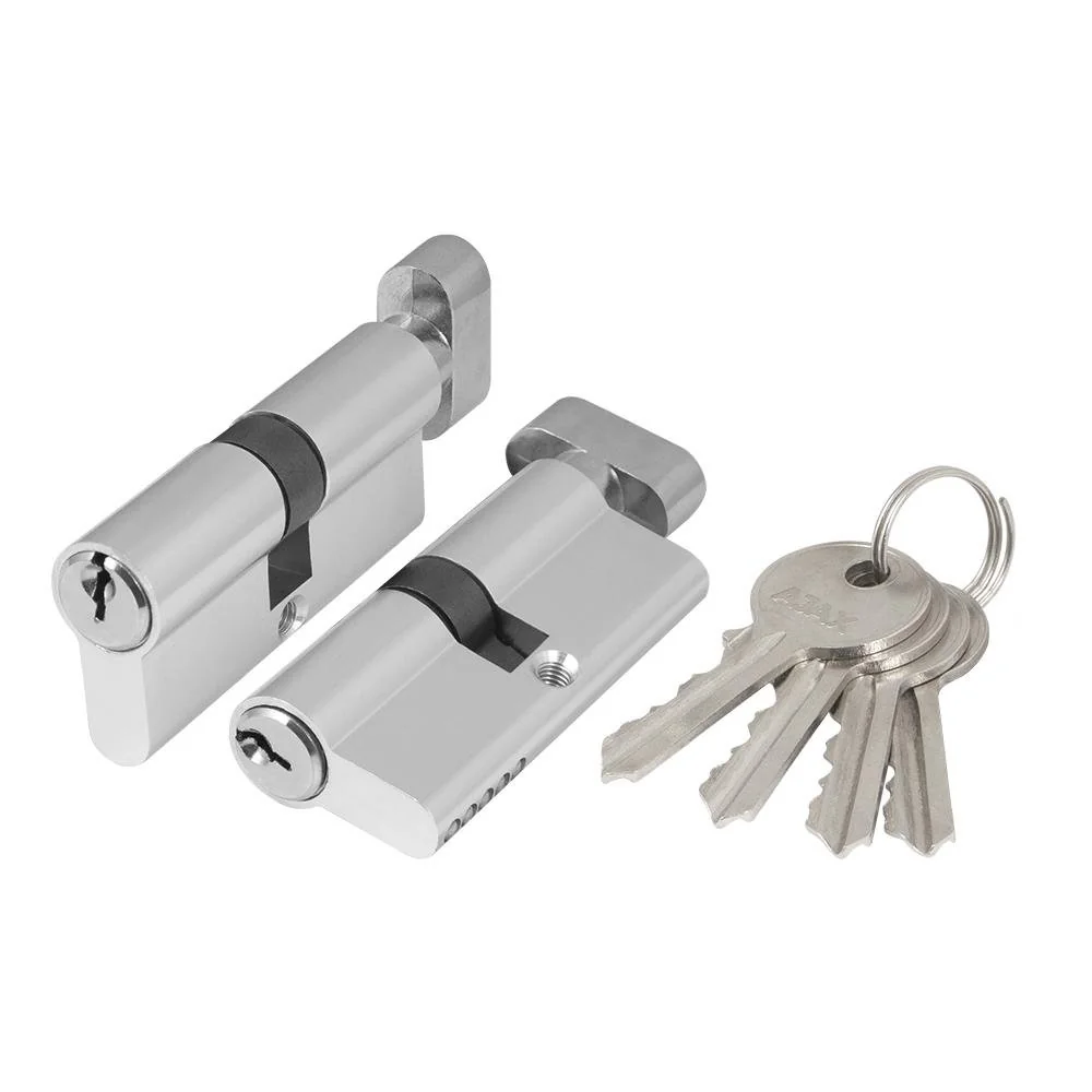 AX100 Цилиндровый механизм (AX102/60) AX1002Knob60 (25+10+25)/HD CP хром 4Key с вертушкой