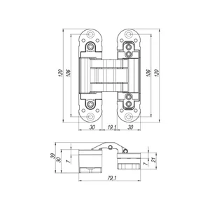 Петля скрытой установки U3D3300.TG SC мат. хром