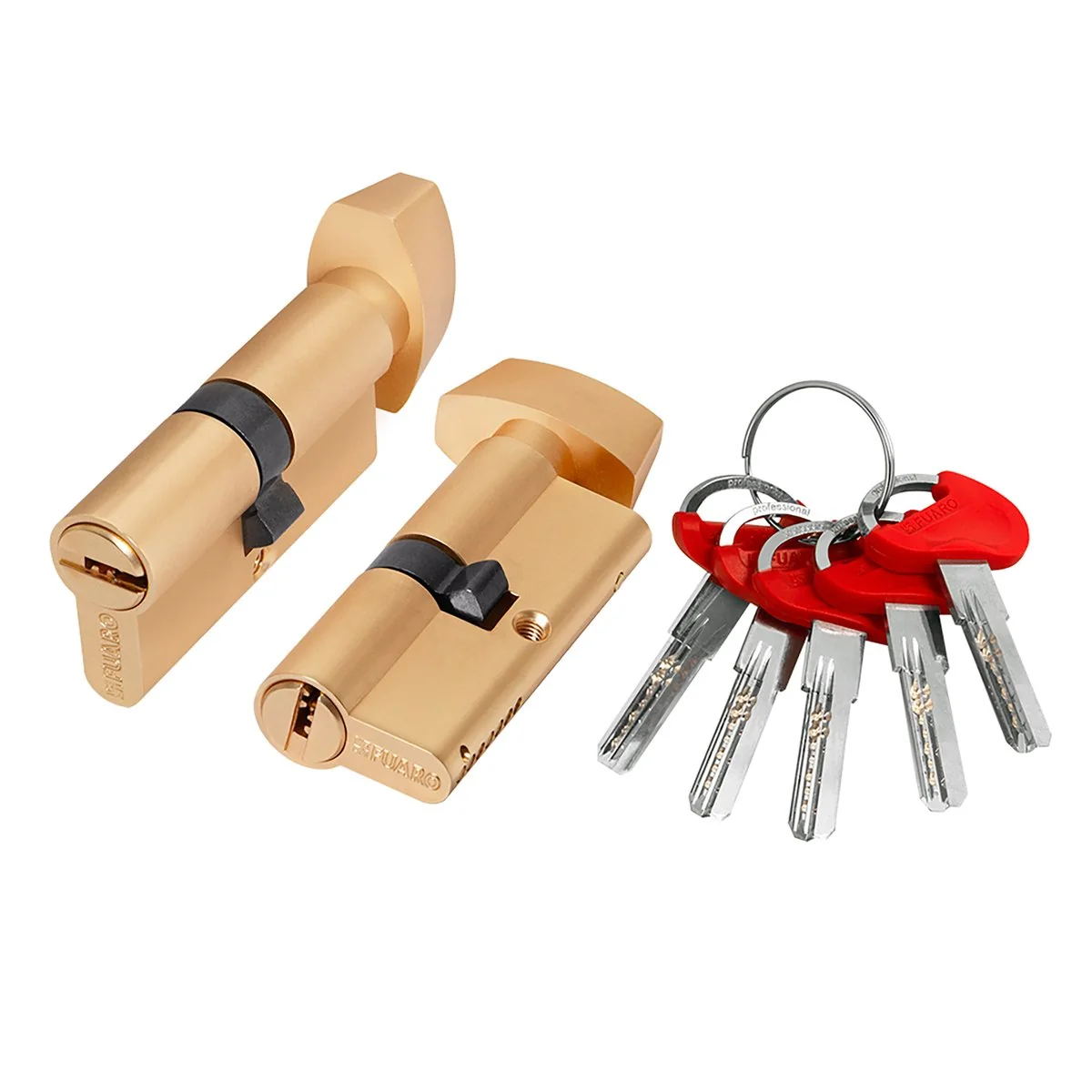 D-PRO Цилиндровый механизм (D-PRO502/60) D-PRO5002KnobRL60(25+10+25) SSG-39 сатинированное золото 5Key