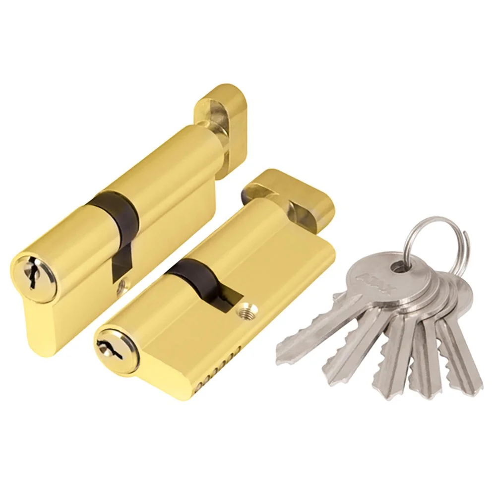 AX100 Цилиндровый механизм (AX102/60) AX1002Knob60 (25+10+25) PB латунь с вертушкой