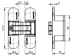 Петля скрытой установки U3D6000 CP (11160UN3D) хром