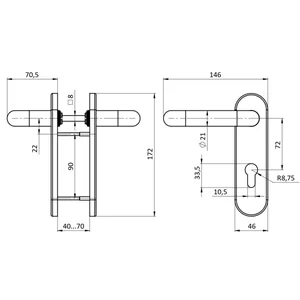 Ручка дверная FP.DH172.0433 NE (B2B) (8x120) с пружиной BL-24 черный