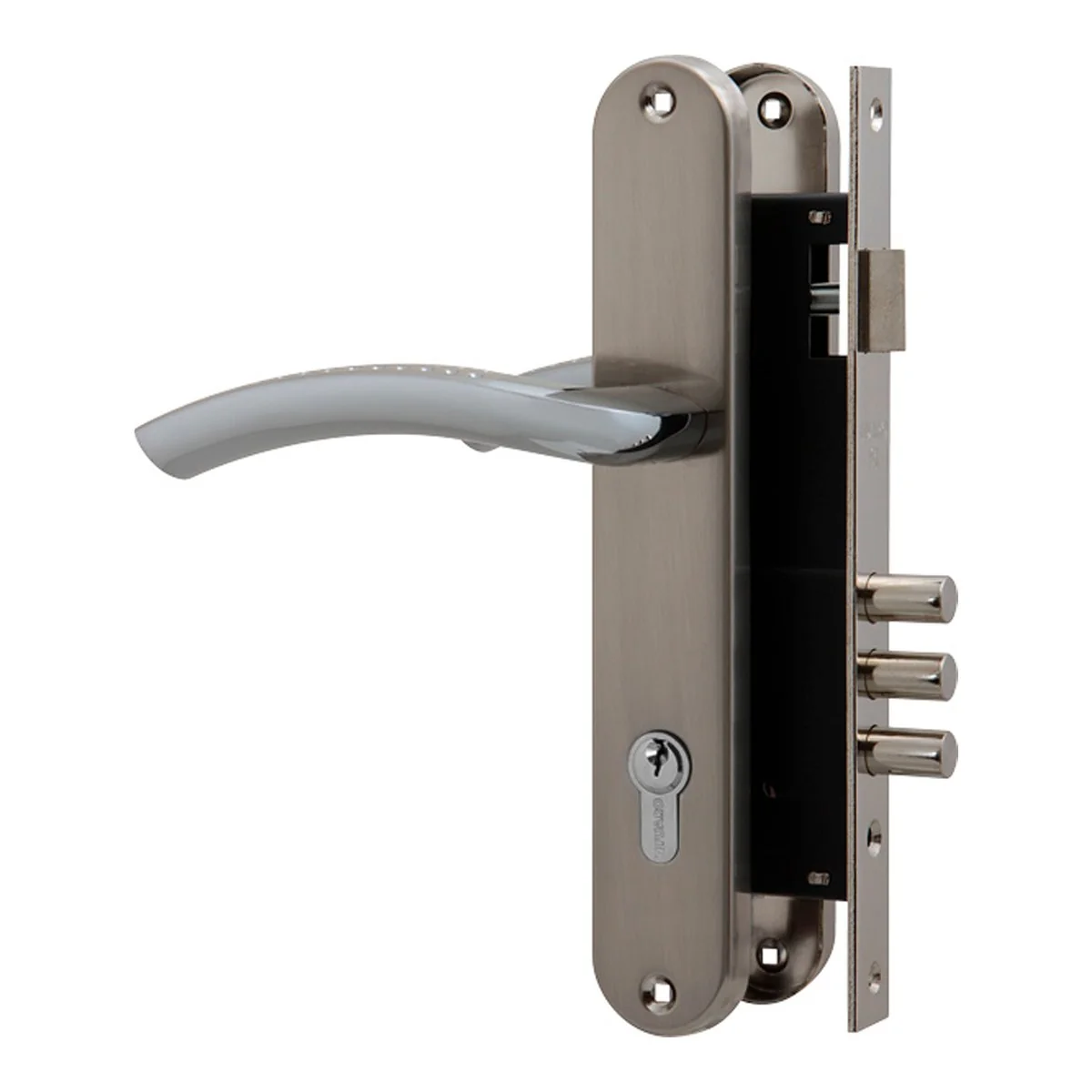 F90 Замок цилиндровый с в комплекте с ручкой LOCKSET.9013 (SET F9011) SN/CP матовый никель