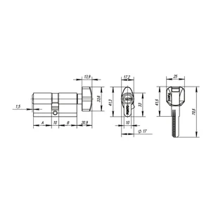 Цилиндровый механизм MaxPro7002Knob65mm(30+10+25) SN никель 7key с вертушкой