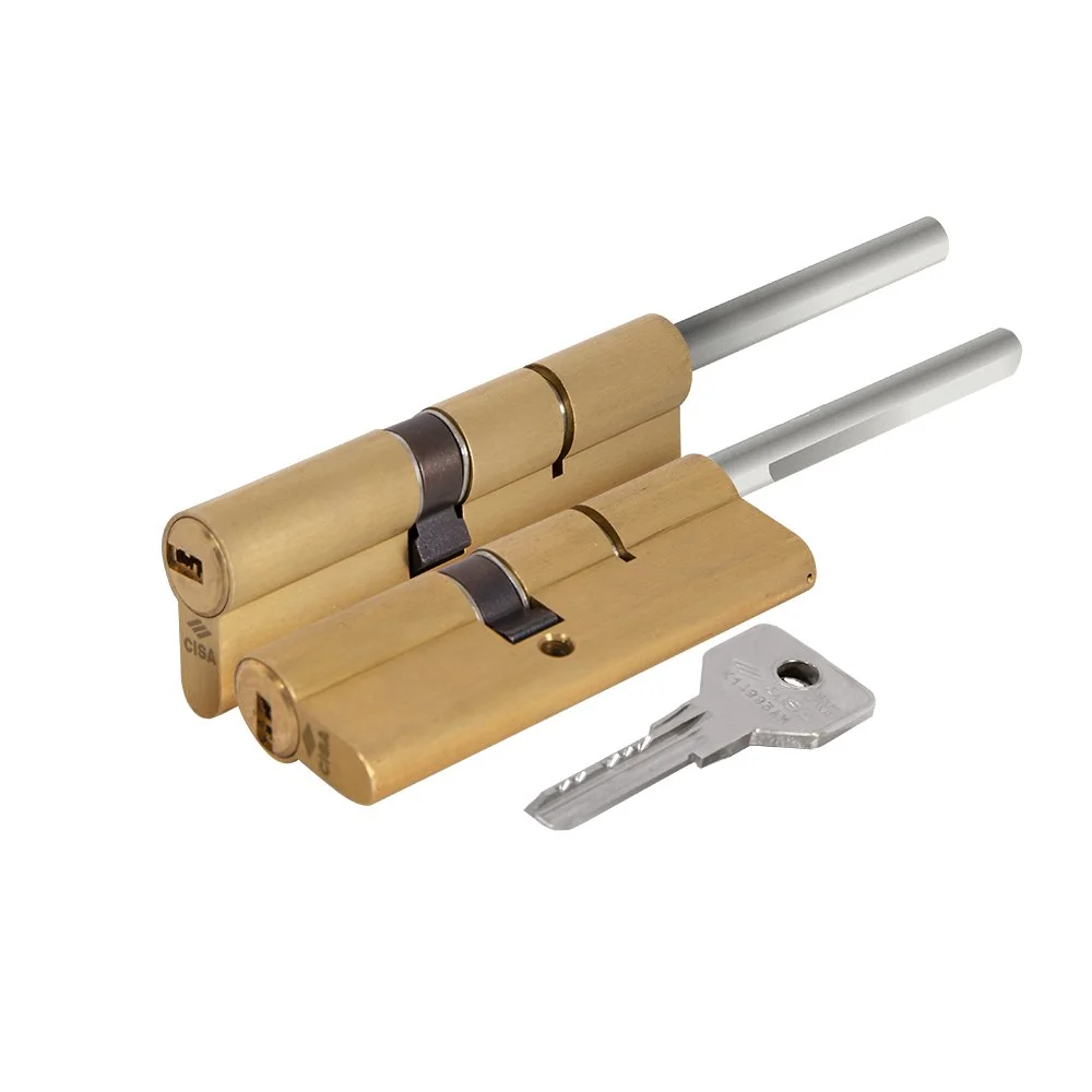 ASIX Цилиндровый механизм под вертушку (дл. шток) Cisa ASIX OE307-87.00 (90 мм/55+10+25), ЛАТУНЬ