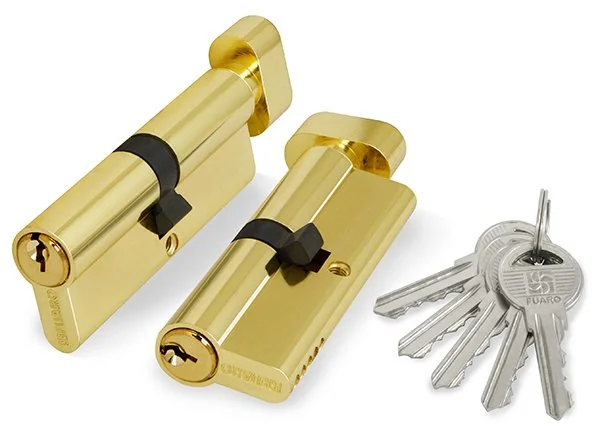 100 Z Цилиндровый механизм (100 ZM/70) 1000ZMKnob70(30+10+30) PB латунь 5Key с вертушкой