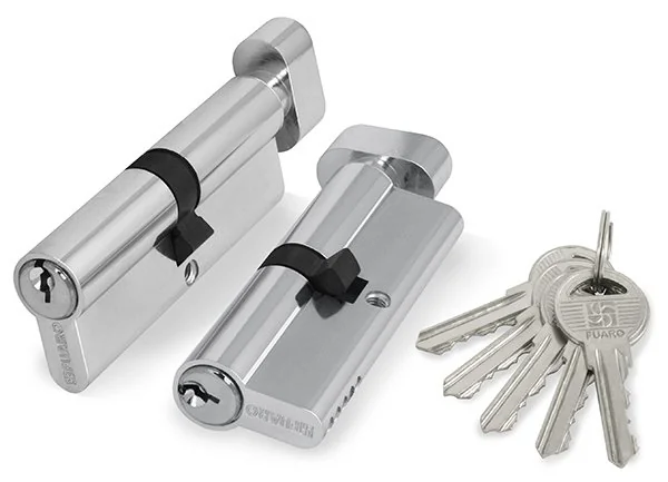 100 Z Цилиндровый механизм (100 ZM/60) 1000ZMKnob60(25+10+25) CP хром 5Key с вертушкой