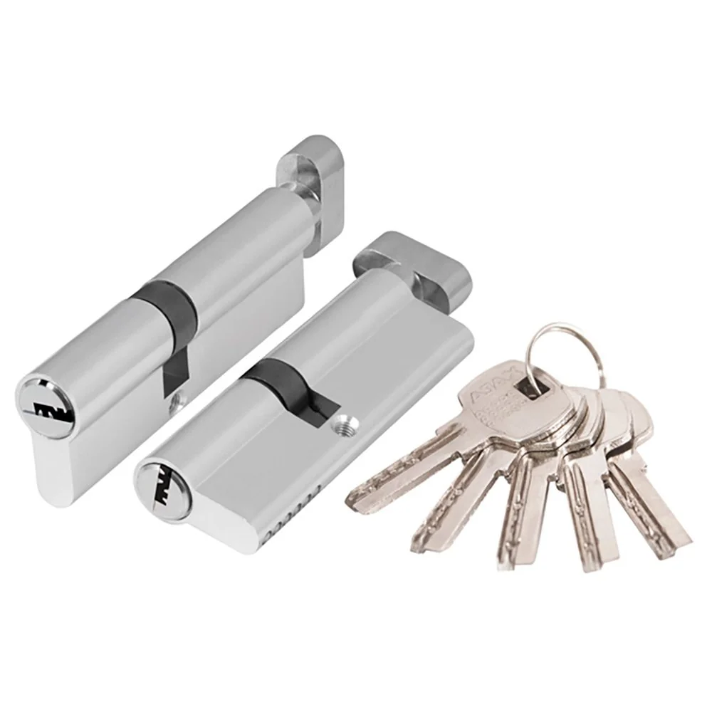 AX200 Цилиндровый механизм (AX202/90) AX2002Knob90 (40+10+40) CP хром с вертушкой