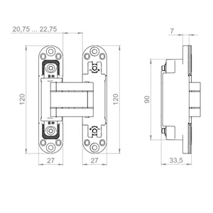 Петля скрытой установки U3D7002 SC мат. хром TECH