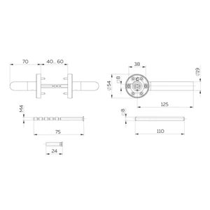 Ручка раздельная R.DSS201-0201/19 (DSS-0201/19) INOX 201 BL-24 черный