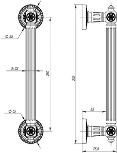 Ручка-скоба PULL.CL250.Matador ( Matador PULL CL) GOLD-24 золото 24К