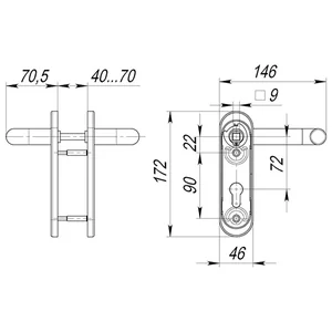 Ручка дверная FP.DH172.0433 NE (DH-0433 NE) (9x140) с пружиной BL-24 черный