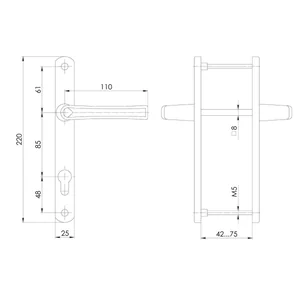 Ручка на планке HANDLE.85.25.67-75 RAL 7016 антрацит