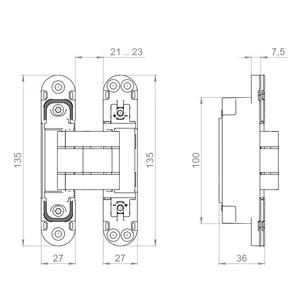 Петля скрытой установки U3D7803.VPG AB бронза TECH