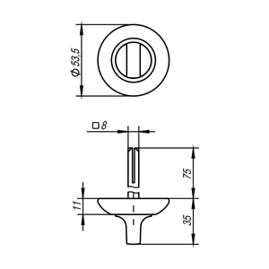 Ручка поворотная BKW8/75-0803 SN/CP-3 матовый никель/хром