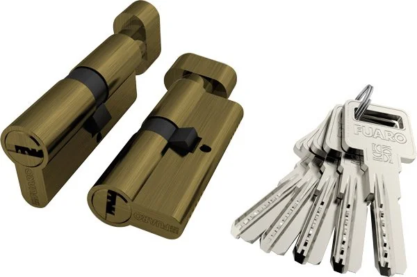 R600 Цилиндровый механизм (R602/60) R6002Knob60(25+10+25) AB бронза 5Key с вертушкой