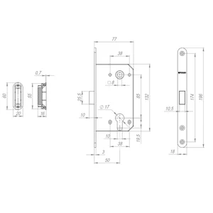 Корпус врезного замка MAGNM85C-50/BL INOX CP-8 хром (блистер)