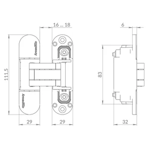 Петля скрытой установки U3D6002.TG BL черный