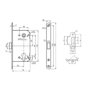 Корпус замка PL85-50/BL SSC-16 сатинированный хром
