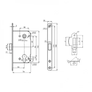 Корпус замка LM/PL85-50/BL SN (матовый никель)