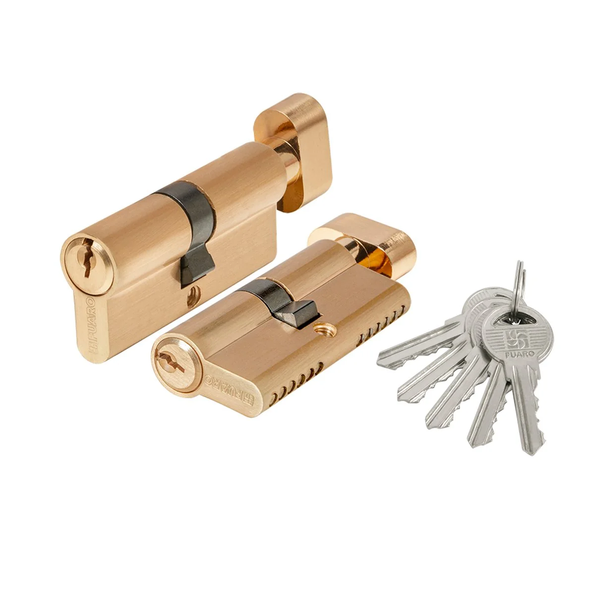 100 Z Цилиндровый механизм 1000ZM Knob70(30+10+30) SSG сатинированное золото, 5Key с вертушкой